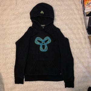 TNA hoodie - black with blue and yellow/green